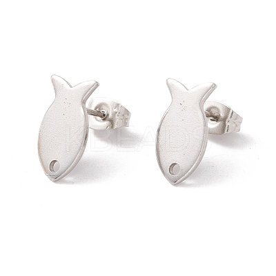 Non-Tarnish 201 Stainless Steel Stud Earring Findings with Hole EJEW-A071-02P-1