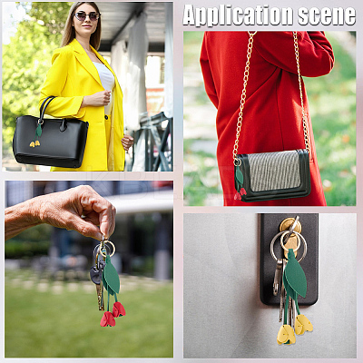 2Pcs 2 Colors Imitation Leather Key Hanging Decoration FIND-GF0008-34-1