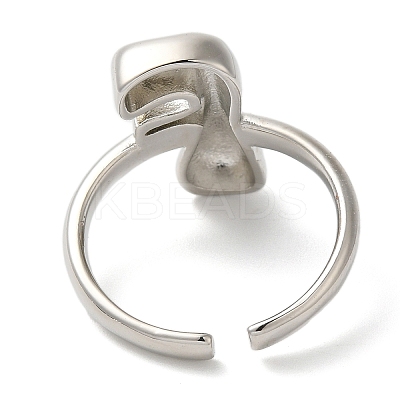 Initials Brass Open Cuff Ring for Women RJEW-N046-02F-P-1