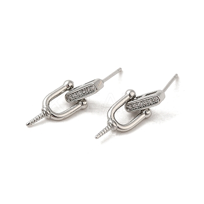 Brass Micro Pave Cubic Zirconia Stud Earring Findings KK-M270-31P-1