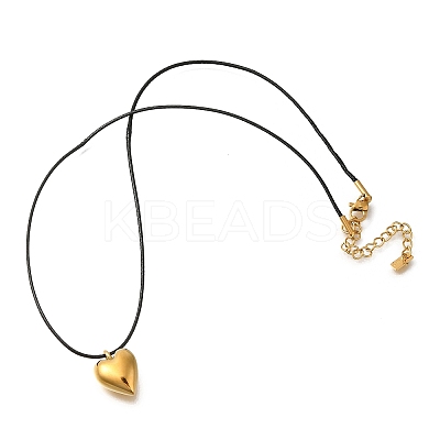 Ion Plating(IP) 304 Stainless Steel Heart Pendant Necklaces for Women NJEW-F328-17G-1