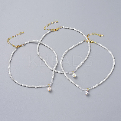 Glass Pearl Beads Pendants Necklaces NJEW-JN02564-1