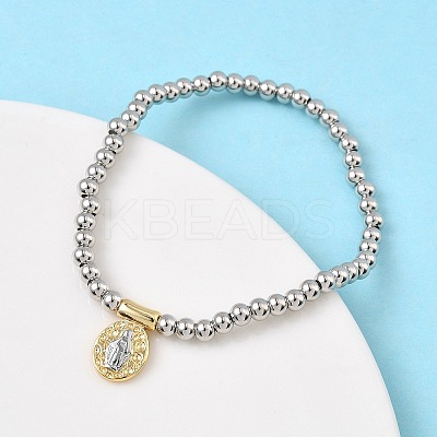 Brass Oval Charms Bracelets BJEW-B148-03A-02-1