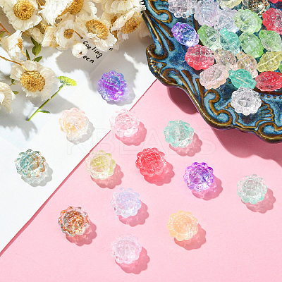 100Pcs Transparent Spray Painted Glass Beads GLAA-CJ0002-26-1
