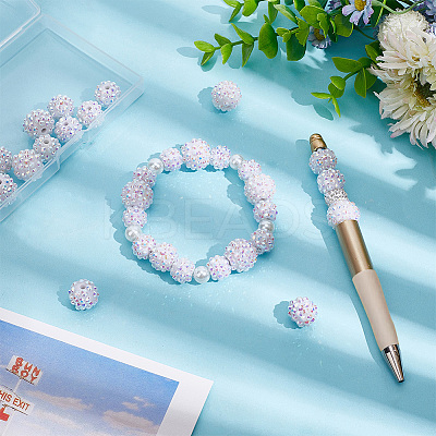 30Pcs 3 Styles Acrylic & Resin with Rhinestone Round Beads OACR-PH0004-27-1