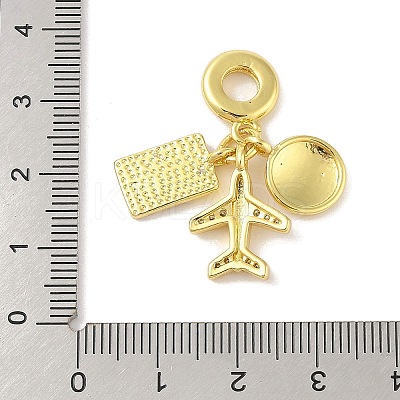 Rack Plating Brass Micro Pave Clear Cubic Zirconia Enamel European Dangle Charms LS-KK-S380-28G-1