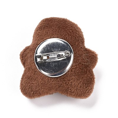 Gingerbread Man Cotton & Non-Woven & Velvet Fabric Brooch JEWB-A003-11-1