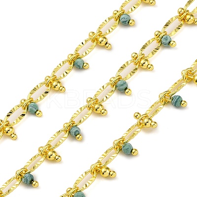 Handmade Faceted Natural Malachite Beaded Chains CHC-L050-01G-11-1