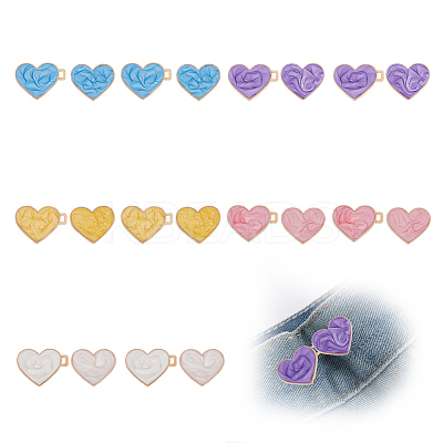 10 Sets 5 Colors Heart Alloy Adjustable Jean Button Pins DIY-FG0004-95-1
