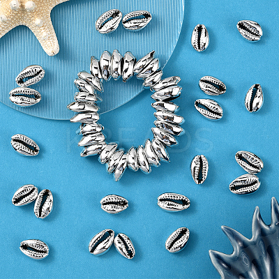 80Pcs Electroplated Natural Cowrie Shell Beads BSHE-LT0001-06P-1