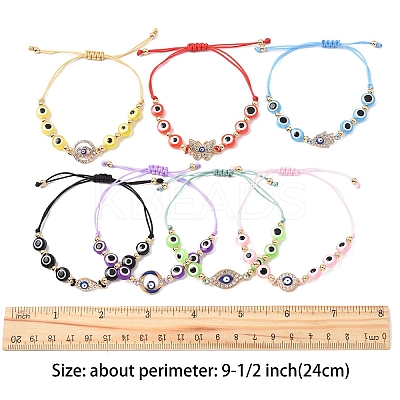 Resin Evil Eye Braided Bead Bracelets for Women BJEW-FS00018-04-1