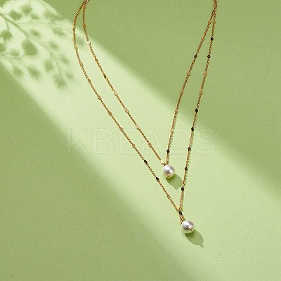Brass Link Chain Double Layer Necklaces NJEW-JN03993-1