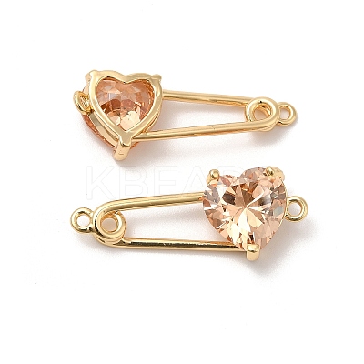Heart Shaped Glass Connector Charms KK-B074-74G-01-1