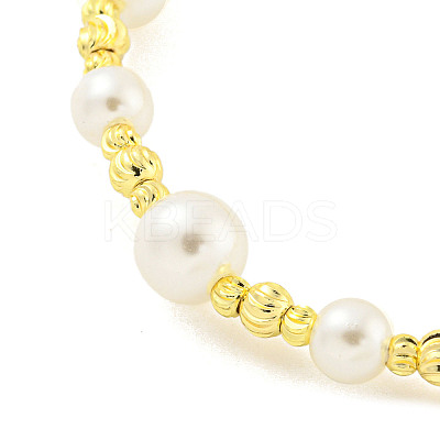 Rack Plating Grooved Round Brass Beaded Bracelets BJEW-P322-20G-1