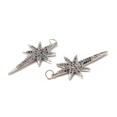 Brass Micro Pave Cubic Zirconia Pendants KK-E068-VB449-1