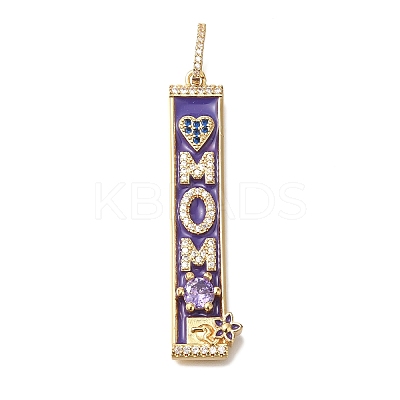 Mother's Day Brass Micro Pave Cubic Zirconia Pendants KK-K389-043G-1