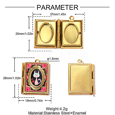 304 Stainless Steel Locket Pendants STAS-OY014-76G-1