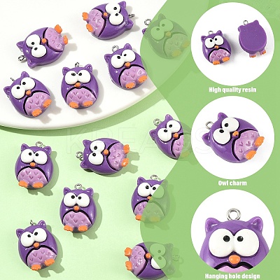 15Pcs Opaque Resin Pendants RESI-YW0005-32-1