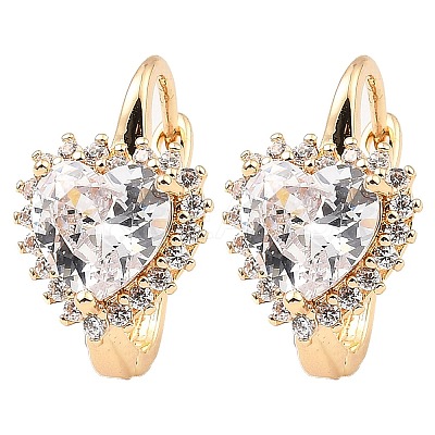 Brass Micro Pave Cubic Zirconia Hoop Earrings EJEW-D078-04KCG-1