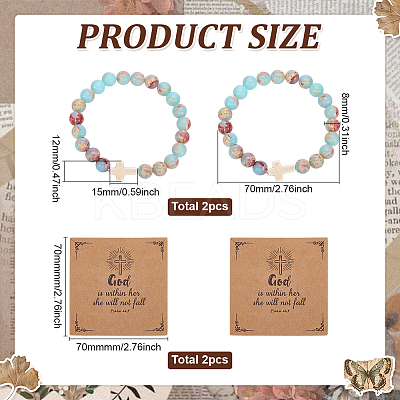 4Pcs Synthetic Imperial Jasper & Synthetic Howlite Round Bead Stretch Bracelets BJEW-ME00008-1