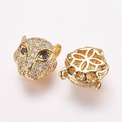 Brass Micro Pave Cubic Zirconia Leopard Beads LS-ZIRC-L007-41G-1