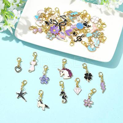 20Pcs 20 Styles Alloy Enamel Pendant Decorations HJEW-FS00045-1