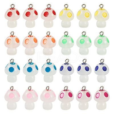 32Pcs 8 Colors Luminous Transparent Resin Pendants FIND-TA0002-48-1