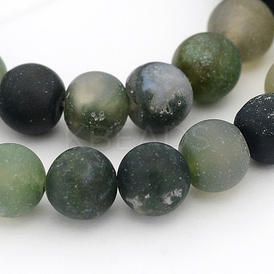 Frosted Round Natural Moss Agate Beads Strands G-J338-04-8mm-1