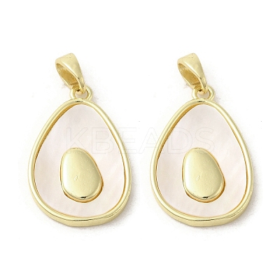 Brass Pave Shell Pendants KK-I708-08A-G-1