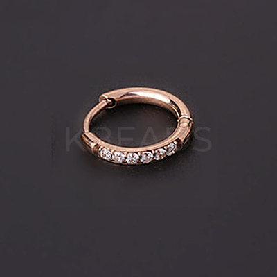316 Stainless Steel Micro Pave Clear Cubic Zirconia Hoop Cartilage Earrings WG9FB89-02-1