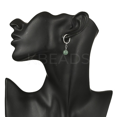 Natuarl Green Aventurine Round Hoop Earrings EJEW-JE06593-01-1