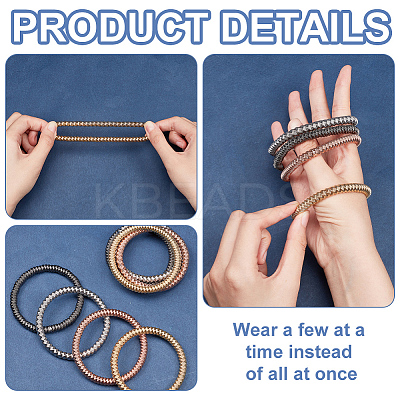 8Pcs 4 Colors Steel Wire Wrap Chain Stretch Bracelets Set BJEW-BC0001-21-1