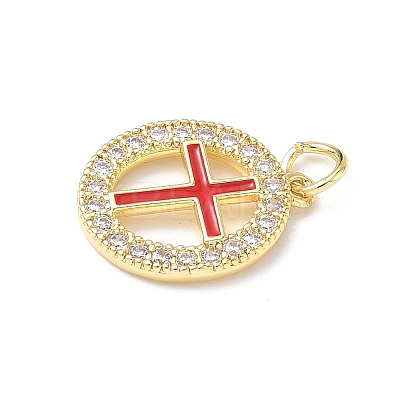 Brass Micro Pave Clear Cubic Zirconia & Enamel Pendants KK-L253-12G-1