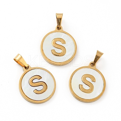 PVD Vacuum Plating 304 Stainless Steel with White Shell Pendants STAS-G268-01S-G-1