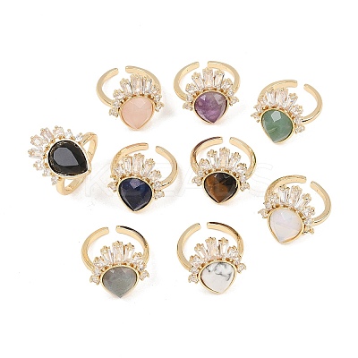 Brass with Mixed Stone Finger Rings GG-CBACC2B-07G-1