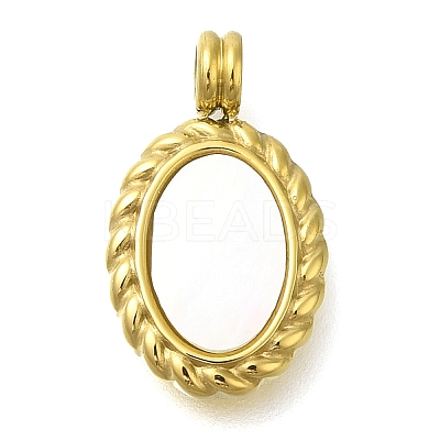 Ion Plating(IP) 304 Stainless Steel Pave Natural Shell Pendants STAS-B075-34G-1