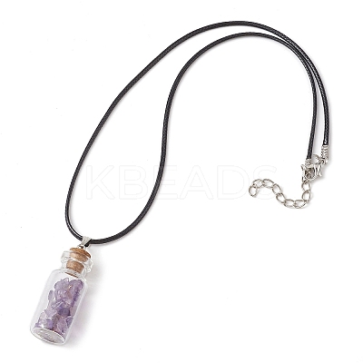 Glass Wish Bottle Pendant Necklace NJEW-JN04609-03-1