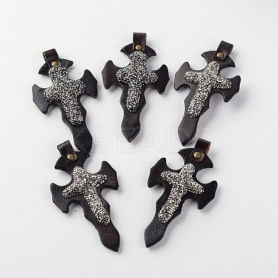 Cross Polymer Clay Rhinestone Big Pendants RB-K042-01-1