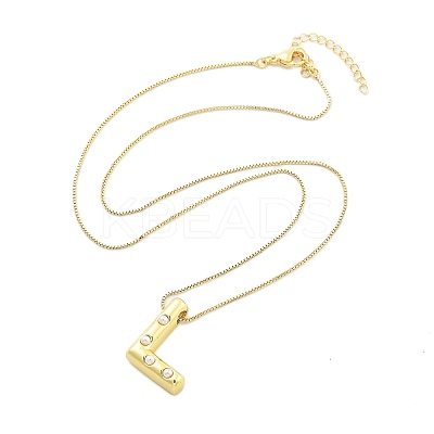 Brass & Plastic Pearl Letter Pendant Box Chain Necklaces for Women NJEW-U017-01G-12-1