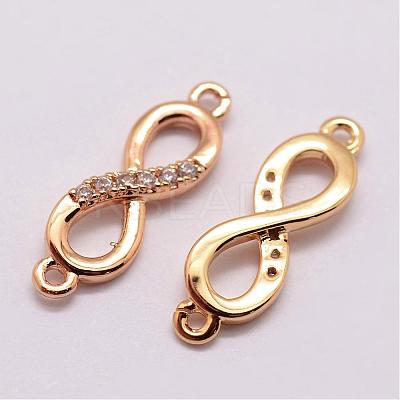 Brass Micro Pave Cubic Zirconia Links ZIRC-K055-08G-NR-1