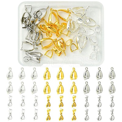 36Pcs 6 Style Grade AA Brass Ice Pick Pinch Bails for Pendant Making KK-FS0001-26-1