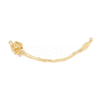 Brass Curved Bar Flower Connector Charms KK-P302-07G-1