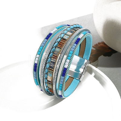 Bohemia PU Leather Cord Multi-strand Bracelets PW-WG69AB3-05-1