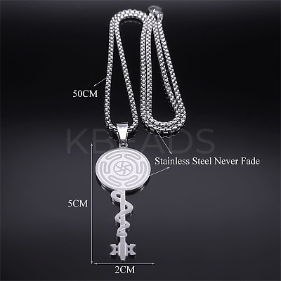 304 Stainless Steel Hecate's Wheel Key Pendant Necklaces for Women FS-WG4FA44-01-1