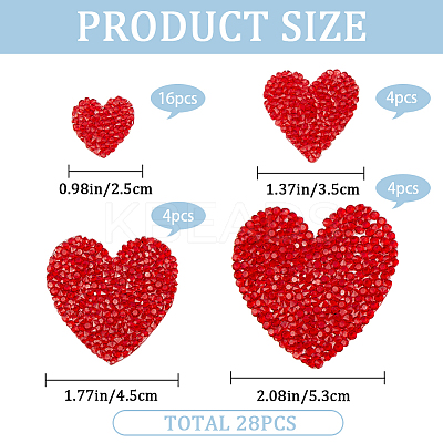 4 Styles Heart Hotfix Rhinestone Appliques PATC-CP0001-02B-1