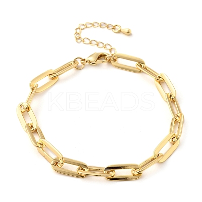 Brass Paperclip Chain Bracelets for Women Men BJEW-F494-03G-1