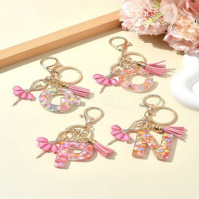 Letter A~Z Transparent Glitter Resin Pendant Keychains KEYC-FZ00024-12-1
