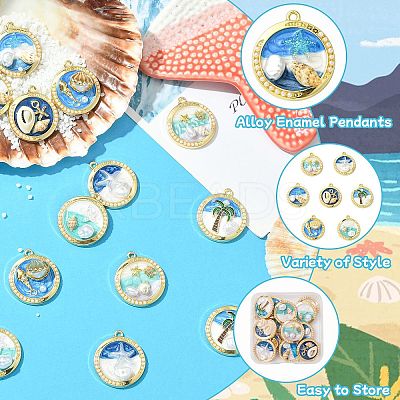 14Pcs 7 Styles Zinc Alloy Enamel Pendants FIND-CJ0004-63-1