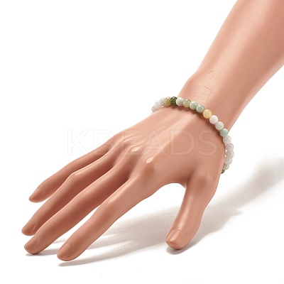 Natural Jadeite Round Beaded Stretch Bracelet BJEW-JB07572-01-1