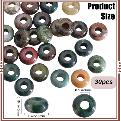 30Pcs Natural Indian Agate European Beads G-SP0001-01A-01-1